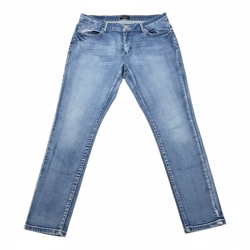 dkin Womens 16W Blue Medium Wash Embroidered‎ Sequin Slim Straight Leg Jeans